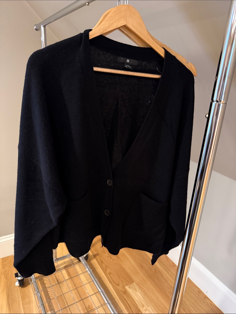 Banana Republic Black V-Neck Cropped Pocket Cardigan